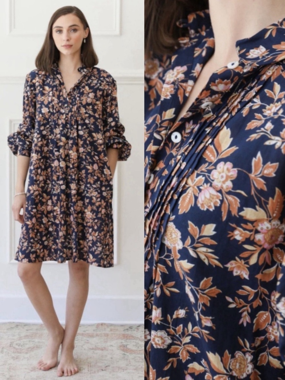 MILLIE Resort & Travel Bonnie Dress blue orange floral pockets